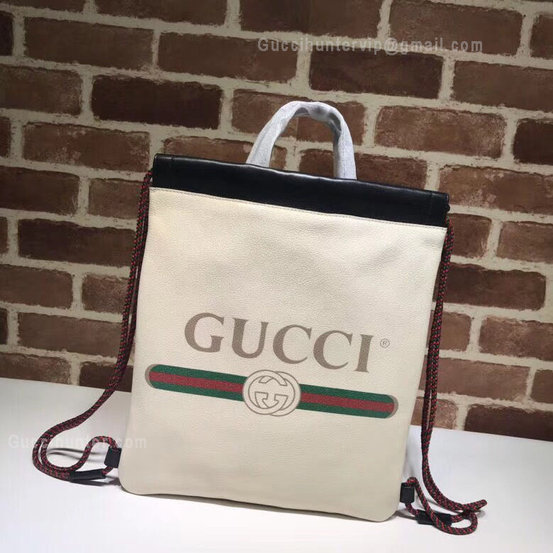 Gucci Gucci Print Small Drawstring Backpack White 523586